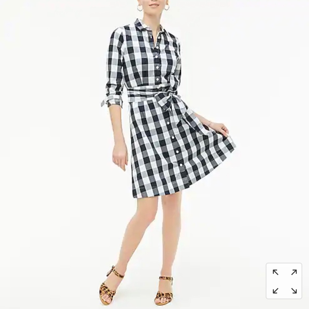 NWOT J. Crew tie-waist gingham poplin shirtdress